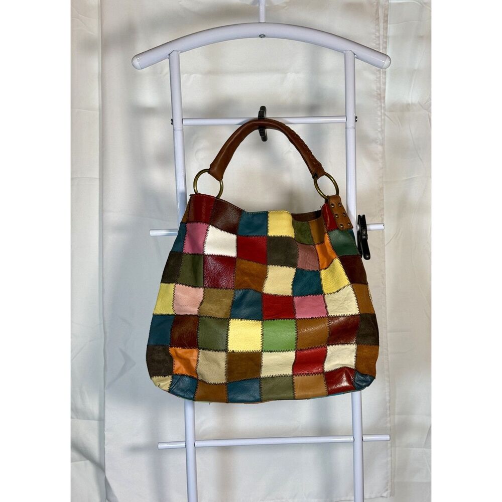 Lucky Brand Multicolor Patchwork Leather Hobo Bag Y2K Boho